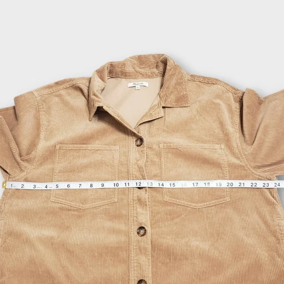 Madewell Corduroy Kentwood Oversized Shirt Tail Jacket Shacket Large Tan Pockets - Picture 11 of 14